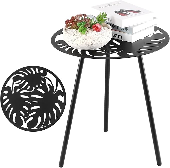 Party Zealot 1 Pack Extra-Large Metal Outdoor Side Tables 18 Inches Outside End Table for Patio Round Accent Garden Corner Table for Small Spaces, Balcony, Porch Plant Stand Indoor