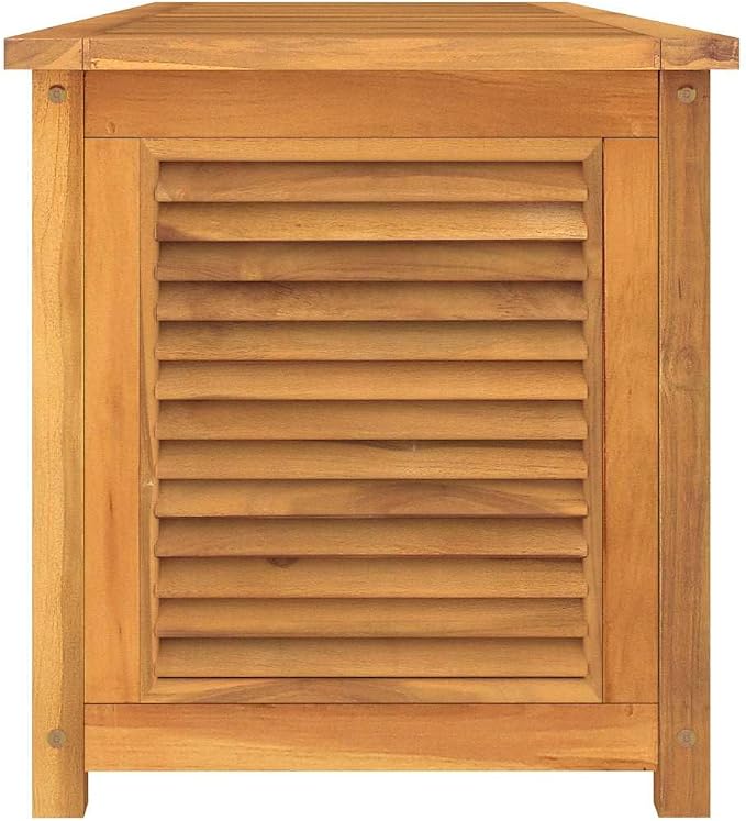 Outdoor Garden Storage Box, Solid Teak Wood Deck Chest, Large Patio Organizer with Water-Resistant PE Bag, Rectangular Deck Box for Cushions, Tools, and Furniture Accessories