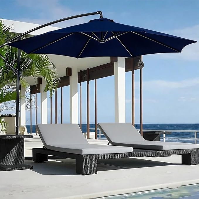 Patio Cantilever Umbrella Replacement Canopy Round 8ft/10ft 8Ribs,Replacement Parasol Canopy Cover with Fade Resistant for Market Table Backyard Garden