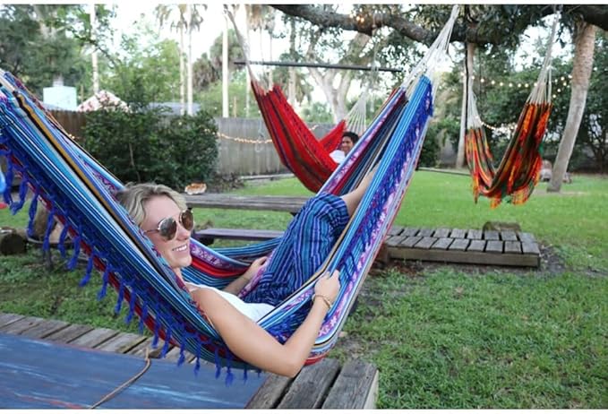 Double Hammock, Portable Hammock Chair, Lightweight Outdoor Hammock, Handwoven Breathable Weave, Supports 480lbs, Hammock for Indoor & Outdoor Relaxation