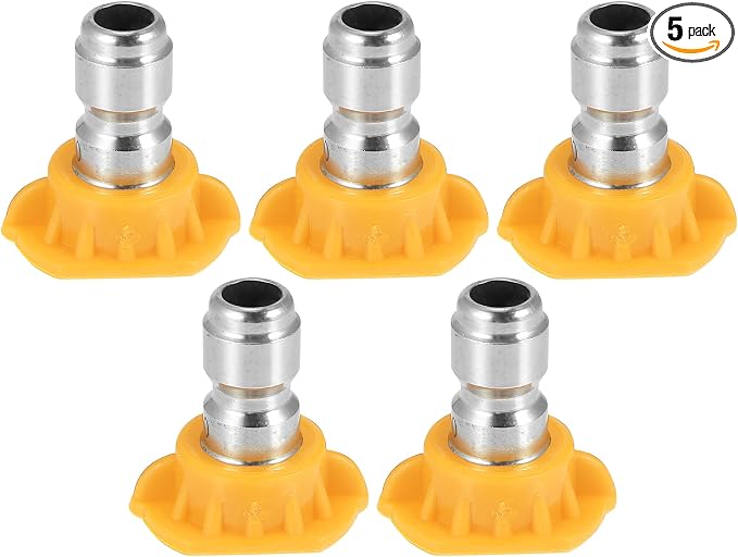 X AUTOHAUX 15 Degrees High Pressure Washer Spray Nozzle Tips 1/4 Quick Connect Sprayer Nozzle Tips for Pressure Washers Accessories Yellow 5 Pcs