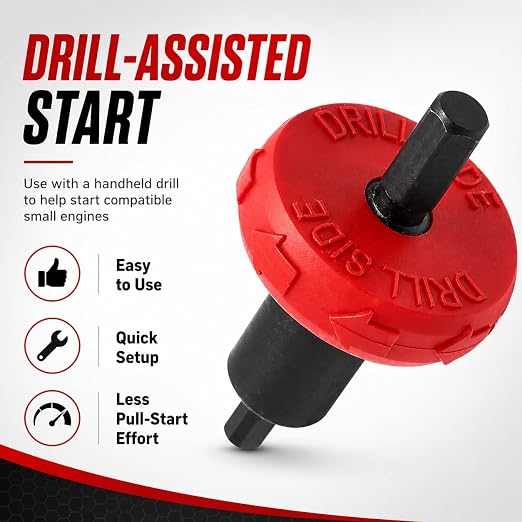 Electric Engine Drill Bit Adapter, Jump Starter Tool Replacement for Craftsman Speed Start Bit, Fits for Troy Bilt B&S Lawn Mower, Snow Blowers, No Manual Pull to Start