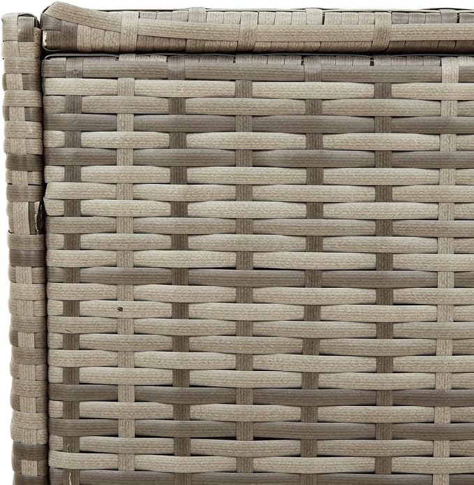 Wicker Patio Storage Box with PE Liner, Patio PE Rattan Storage Container, Outdoor Storage Box for Cushions, and Garden Tools, Gray 74.8 Gal Poly Rattan,-905