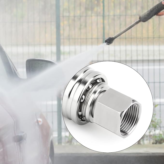 TAISHER 4PCS 304 Stainless Steel 1/4" Female NPT High Pressure Washer Quick Connect Plug for Pressure Washing Gun Hose Accessories
