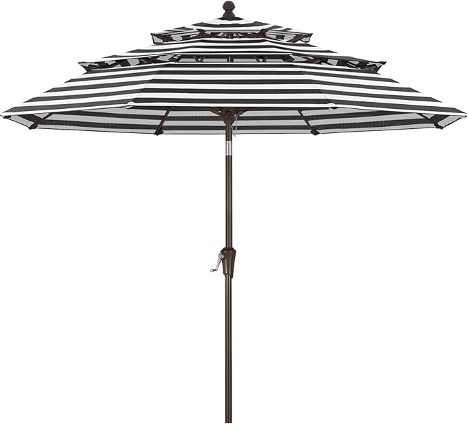 ABCCANOPY 5-Year 10-Year No Fading 9FT 3 Tiers Patio Umbrella, Outdoor Table Umbrella with 8 Sturdy Ribs for Deck, Backyard, Garden, Yard