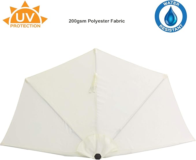 C-Hopetree 9 ft Half Round Outdoor Patio Market Wall Umbrella with Tilt, Ivory