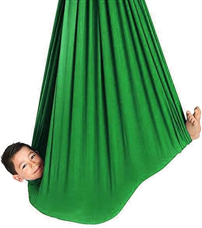 Indoor Kids Therapy Swing for Children Portable Cuddle Hammock Up to 440lbs for Autism ADHD ADD Sensory Integration Chairtoy (Color : Green, Size : 150 x 280 cm)