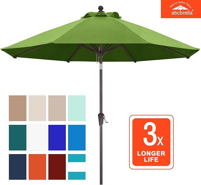 ABCCANOPY OLEFIN® 5-Year No Fading 9FT Patio Umbrella, Outdoor Table Umbrella with 8 Sturdy Ribs for Deck, Backyard, Yard (Grass)