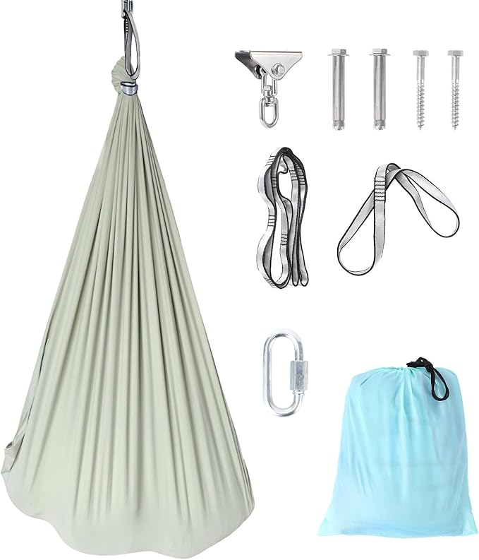 Sensory Swing, Indoor Outdoor Cuddle Hammock for Kids and Adults, with Heavy Duty Hardware, 360° Swivel, Calming Swing for Autism, ADHD and Sensory Integration