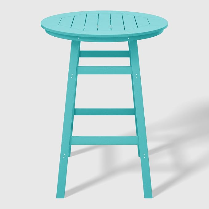 WestinTrends Malibu Outdoor 35" HDPE Round Patio Bar Height Table, Turquoise
