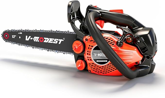 Gas Chainsaw 12 inch, Top Handle Chainsaw 25cc 2-Stroke Small Gas Powered Chain Saw, Lightweight 5.5 lbs, 1/4" LP Low Kickback Chain for Pruning, Yard & Garden, Easy to Use