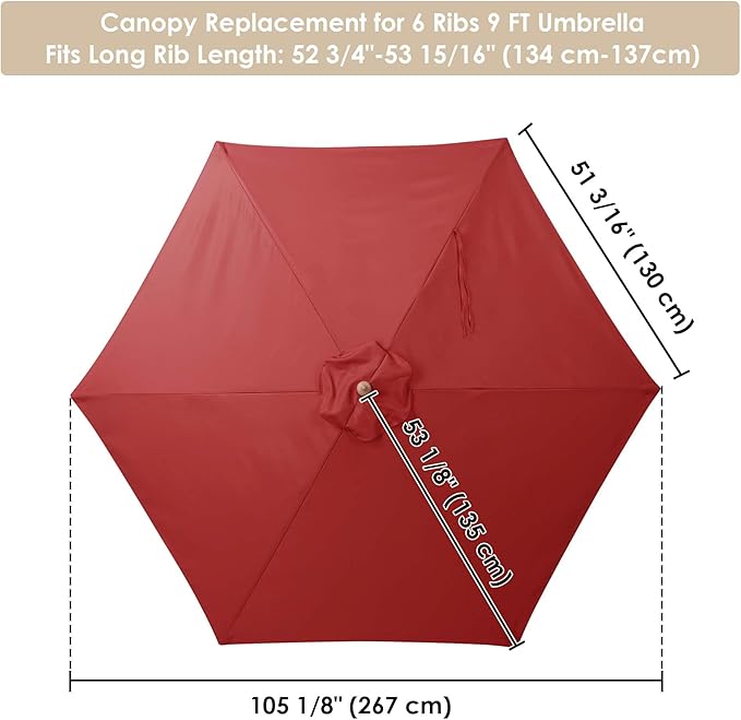 Yescom Patio Umbrella Replacement Outdoor Canopy Beach Backyard Market Table Top Cover