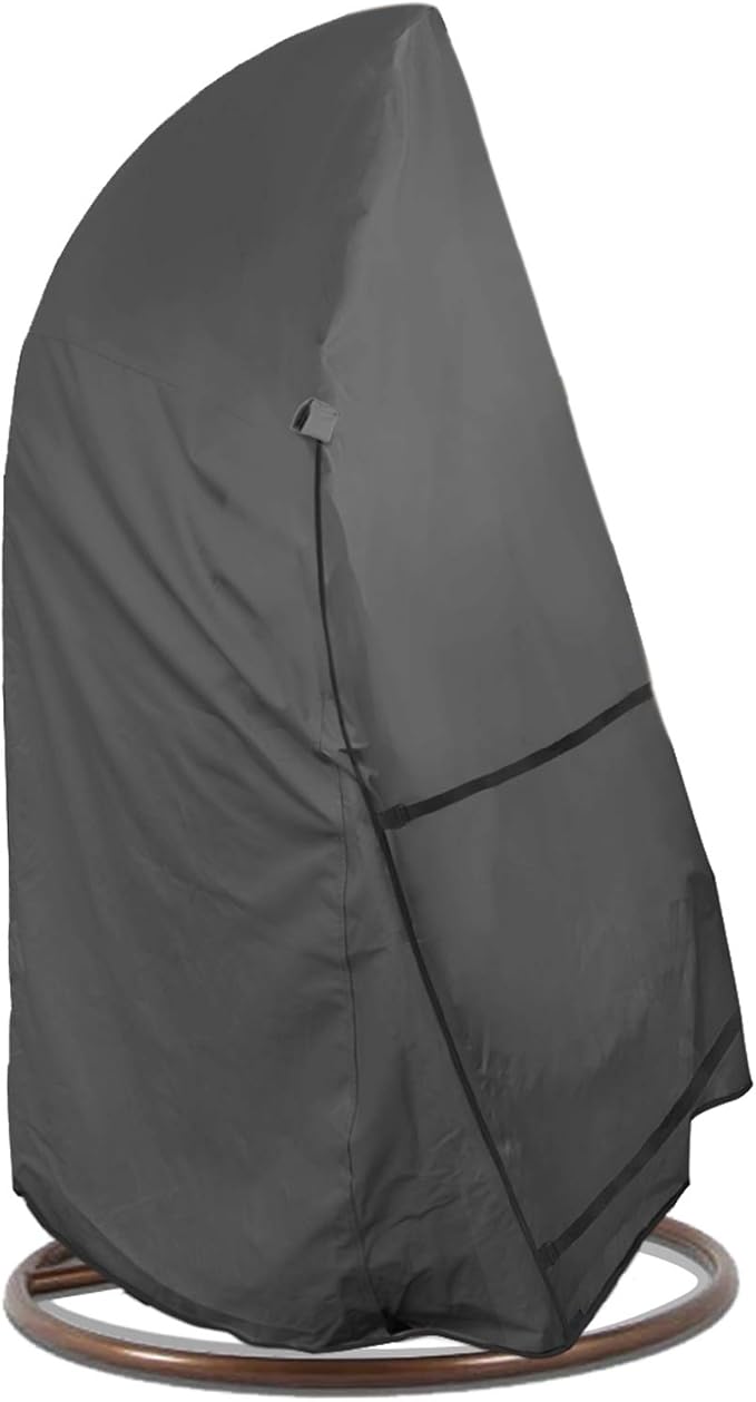 ULTCOVER Patio Hanging Egg Chair Cover - Waterproof Outdoor Single Seat Swing Egg Chair with Stand Cover 45W x 33D x 68H inches, Black