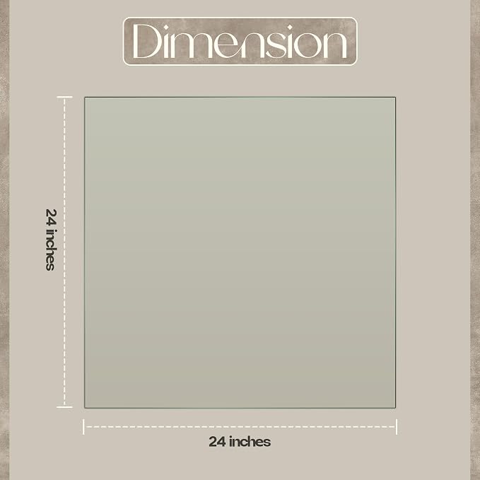 24 inch Square 1/4" Thick Flat Polished Edge Glass Table Top with 6 Bumpers - Tempered, Scratch Resistant & Safety Replacement Glass Designed for Dining, Coffee, Patio & End Tables