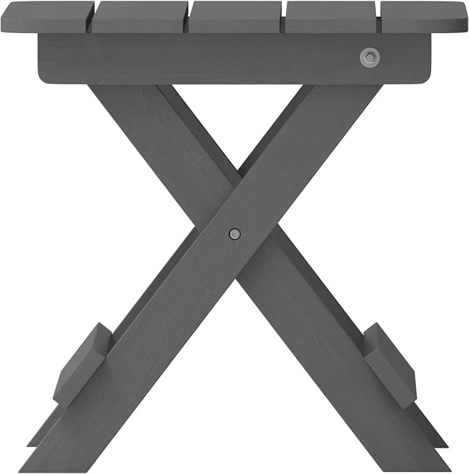 EMMA + OLIVER Haley Outdoor Folding Side Table, Portable All-Weather HDPE Adirondack Side Table, Gray