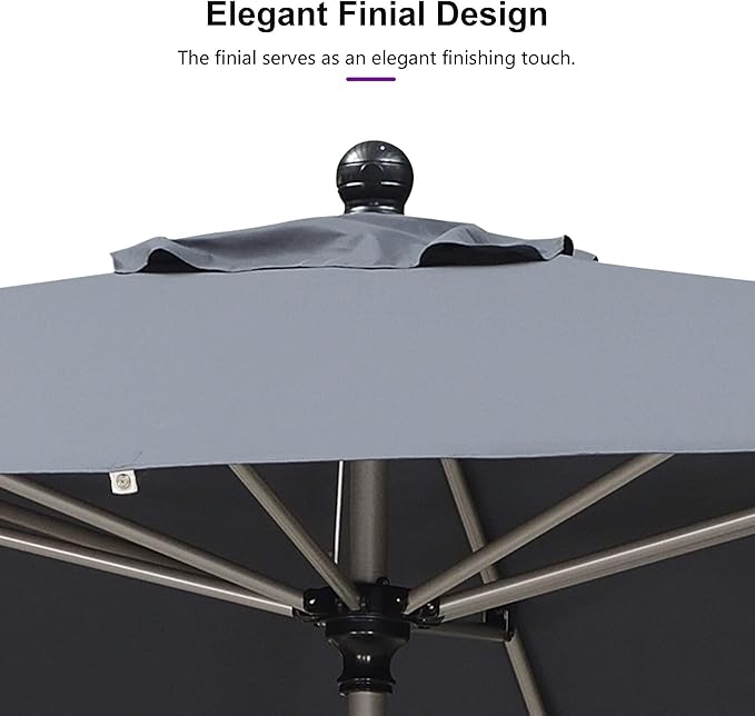 PURPLE LEAF 4' x 6' Rectangle Outdoor Umbrella for Patio with Tilt Adjustment, Patio Table Umbrella for 3 Year Fade Resistant, Aluminum Pool Market Umbrella for Deck, Garden, Patio, Poolside or Lawn