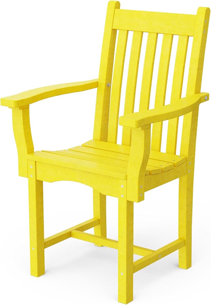 Wildridge Classic 7-Piece 44"x84" Dining Set, Lemon Yellow - Outdoor Weather Resistant Recycled Plastic Furniture for Patio
