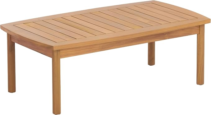 Merax 4-Piece Outdoor Sofa Set with Acacia Wood Frame in Teak Look, Beige Rope Panels & Cream Cushions, Patio Conversation Set with 2 Club Chairs, Loveseat & Coffee Table for Patio & Garden