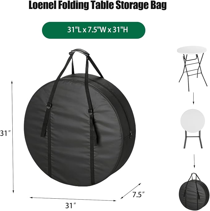 Folding Table Storage Bag, Outdoor Portable Picnic/Camp Table Bag for 28in Round Cocktail Tables, Waterproof Foldable Bistro/High Top Tables Bags- 31"L x 7.5"W x 31"H
