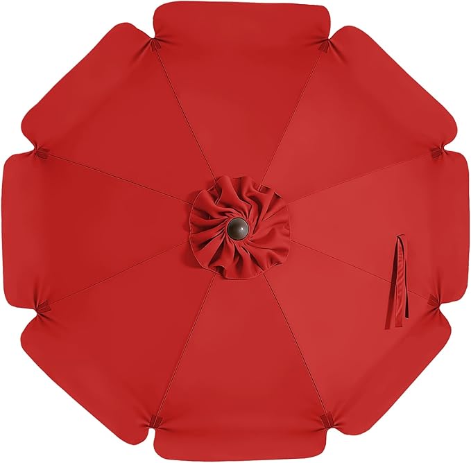 MASTERCANOPY Valance Patio Umbrella 10 ft Replacement Canopy for 8 Ribs-Red Canopy Only