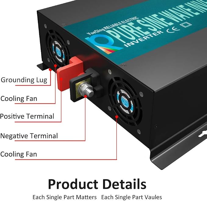 WZRELB 3000W 12V Pure Sine Wave Solar Power Inverter DC AC Converter (RBP300012W)