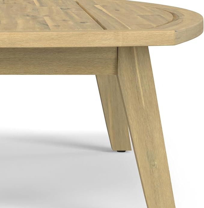 SIMPLIHOME Parkside SOLID ACACIA WOOD 70 inch Wide Rectangle Contemporary 4 Piece Outdoor Conversation Set in Natural for the Living Room