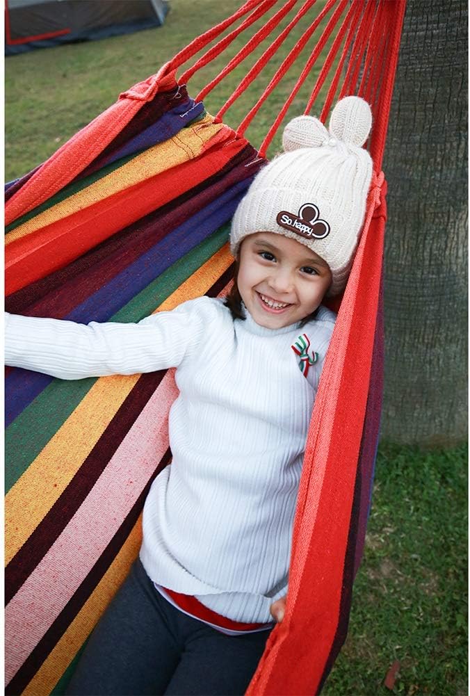 Camping Hammock, Hammock Outdoor Camping Rope Canvas Hanging Chair Indoor Dormitory Single Swing Bedroom Hammock Portable Outdoor Travel Camping Equipment(Rojo)