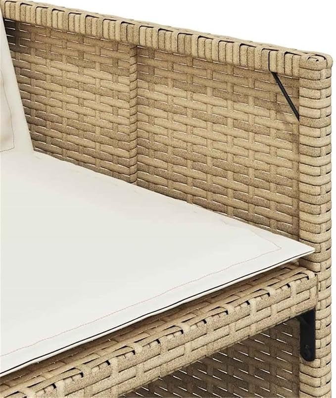 Afuera Living 10 Piece Patio Dining Set, Poly Rattan, Beige/Black Cushions, Matte Finish, Rectangular Table with Glass Top, Powder-Coated Steel Frame, Modern Outdoor Furniture for Garden or Terrace