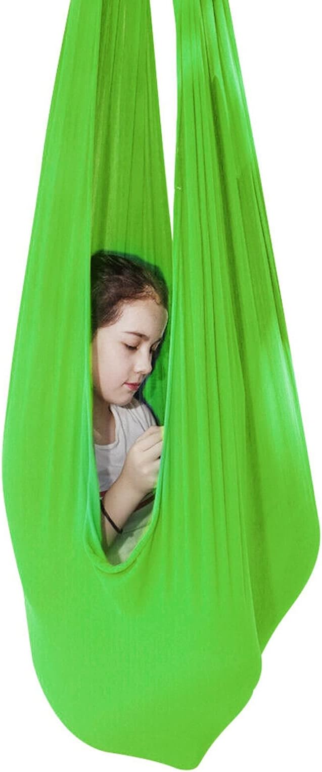 Sensory Swing for adults Indoor kids Therapy Swing Adjustable Calming Snuggle Hammock durable soft strong fabric swing Great for Sensory Integration stimulation ( Color : Grass green , Size : 1.5M x 2