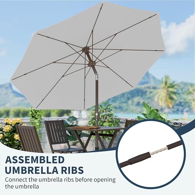 PatioKingdom 11FT Patio Umbrella,Outdoor Umbrella with Push Button Tilt and Crank,Market Table Umbrella with 8 Sturdy Fiberglass Ribs UV Protection