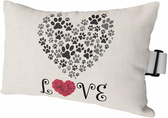 Outdoor Pillows Covers with Inserts Rose Love Dog's Paws Shape Heart Waterproof Recliner Pillow with Adjustable Strap Throw Pillows for Patio Furniture Pool Lounge Chair, 11x16 inch, 1PCS