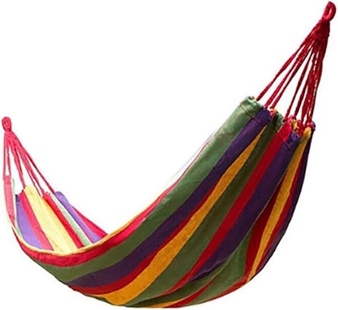 Double Hammock 2 Person Canvas for Patio Garden Backyard Outdoor and Indoor (Red, Blue)(Red240X100cm)