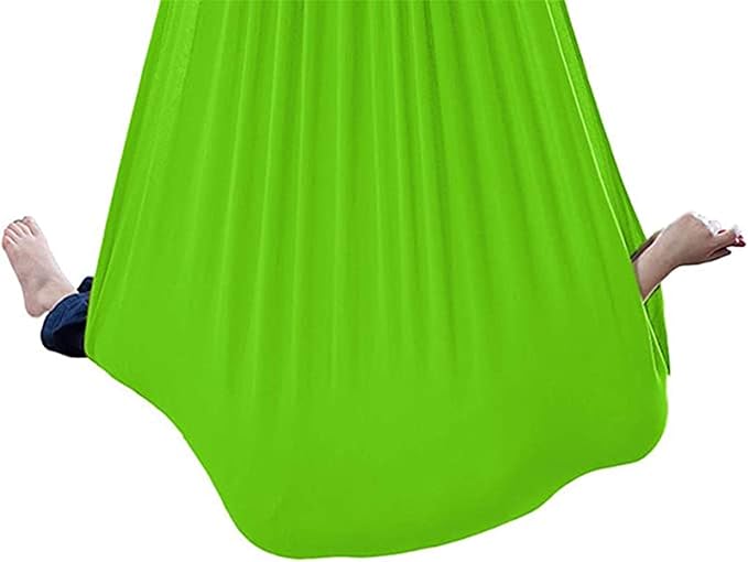 Elastic Nylon Therapy Swing Indoor Hammock Cuddle Sensory Needs Kids Hanging Seat for Child and Teens Autism ADHD ADD Up to 440lbs (Color : Grass Green, Size : 150 x 280 cm)