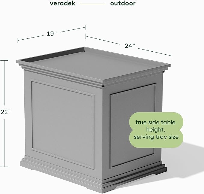 Veradek Brixton Tray Table - 2-in-1 Outdoor Side Table with Storage and Tray for Patio/Porch | Durable All-Weather Resistant | Classic & Functional