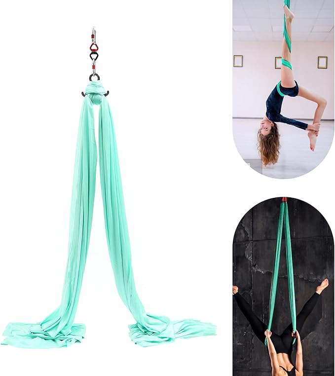 Aerial Yoga Hammock, 440 lbs Capacity Ceiling Mounted Aerial Silks Kit with 360° Swivel, Polyester Fabric for Home Gym Studio, 16.4ft