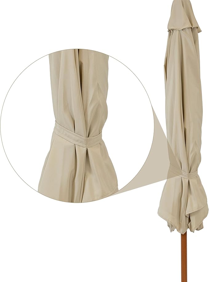 Sunnydaze 8.5 ft Outdoor Patio Umbrella with Push Button Tilt and Crank - Faux Woodgrain Finish - Large Vented Market Umbrella