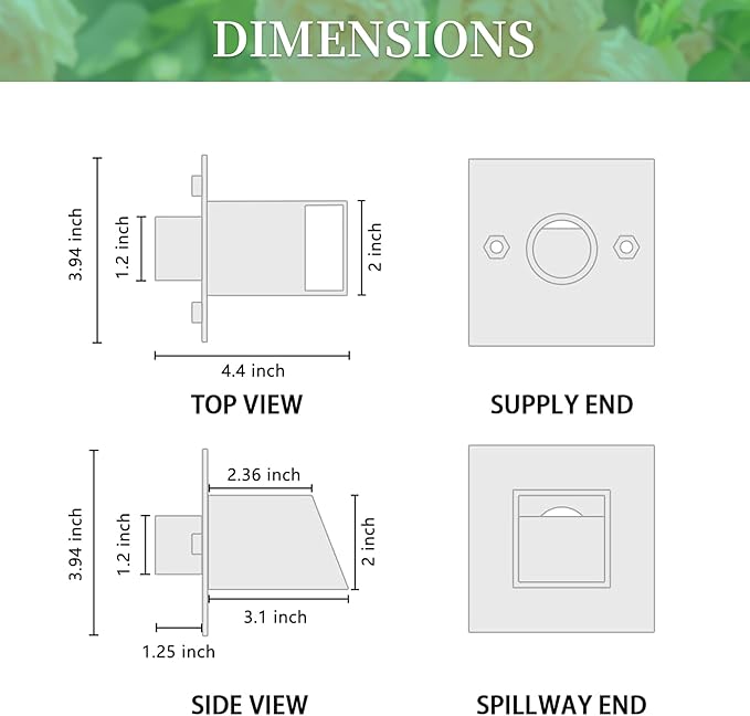 316 Stainless Steel 1.2-Inch Wall-Mounted Water Spout - Durable Outdoor Garden Square Waterfall Spillway with Integrated Spray Baffle, Modern Design for Patio, and Landscaping (Black)