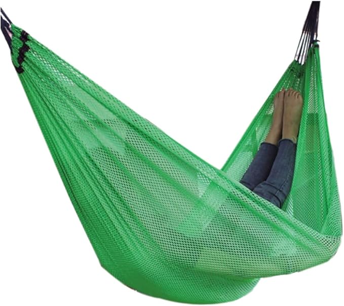Portable Rayon Hammock Mesh Breathable Lightweight Outdoor Camping Travel Multifunctional Portable Tree Hanging Hammock Comfortable(Green)