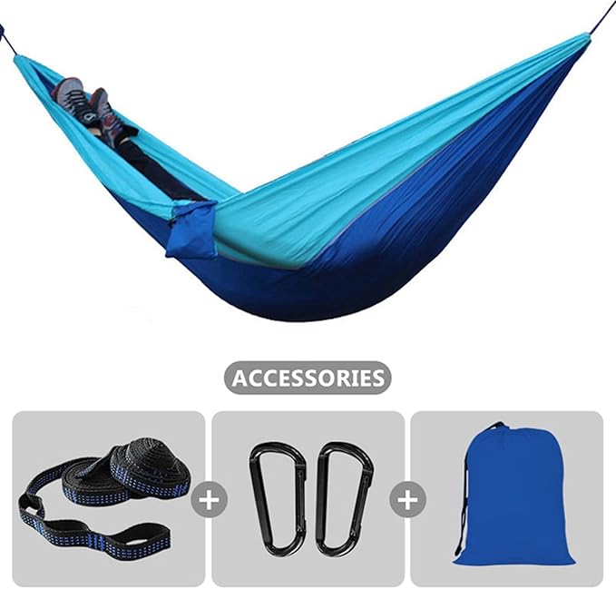 NOBRIM Camping Hammock Outdoor Portable Parachute Hammock Double Hammock Swing Hanging Chair Garden for Travel Patio Garden Backyard