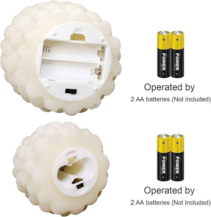 Wondise Pine Cone Flickering Flameless Candles with Remote and Timer, Battery Operated LED Real Wax Flameless Candles, for Christmas Decoration, Set of 2(Ivory)