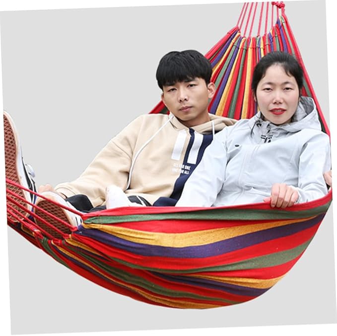 Swing Hammock Canvas Camping Hammock 200x80cm Thickened Outdoor Hanging Chair Colorful for Garden Patio Backyard Use