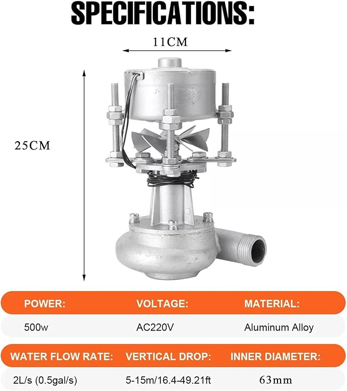 Micro Hydroelectric Generator, 500W 220V Portable Water Turbine Generator, Eco-Friendly Hydro Power System For Home Use, Lighting & Monitoring(110V)