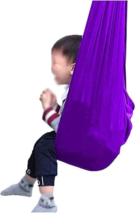 Indoor Sensory Swing Chair Adjustable Yoga Hammock Child Cuddle Swing for Kids Or Adults Autism ADHD AspergersTherapy (Color : Purple, Size : 150 x 280 cm)