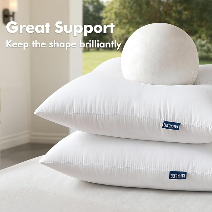 MIULEE Pack of 2 12x24 Inch Outdoor Pillow Inserts | Water-Resistant Decorative Premium Lumbar Pillow Stuffer Sham for Porch Swing Couch Sofa Cushion Patio Furniture