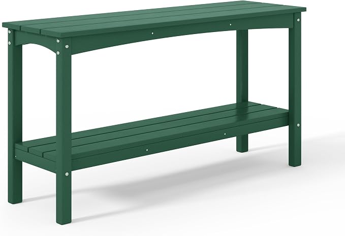 Costaelm Outdoor Plant Stand, 2-Tier Small Outdoor Table, Outdoor Side Tables for Patio or Indoor, Patio Table for Pool, Porch, Weather Resistant Easy Maintenance, Dark Green