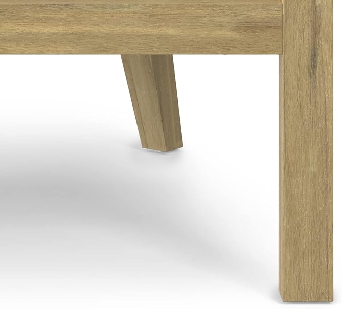 SIMPLIHOME Parkside SOLID ACACIA WOOD 70 inch Wide Rectangle Contemporary 4 Piece Outdoor Conversation Set in Natural for the Living Room