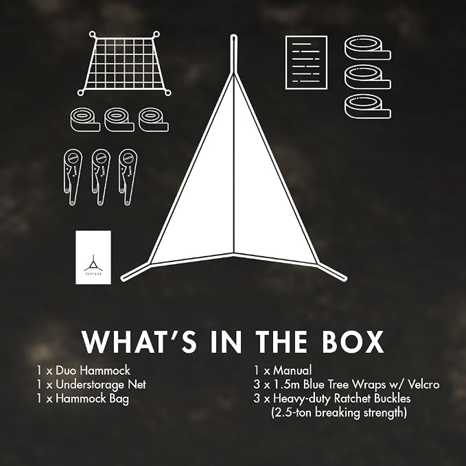 Tentsile Duo 2P Double Hammock – 2 Person Large Camping and Lounging Hammock for Backyards, Festivals, Outdoor Campouts, Designed in the UK (Safari)