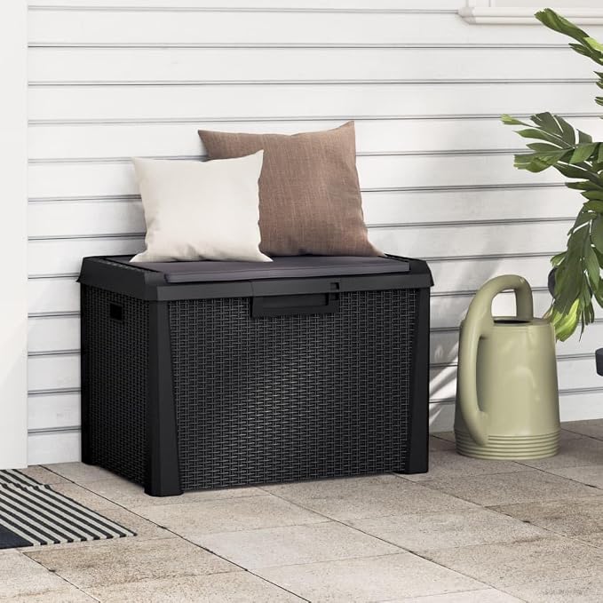 Garden Storage Box Anthracite Polypropylene Medium,Gardens & Outdoor Storage Box with Seat, Stylish Anthracite Design for Garden, Patio or Balcony 125L Capacity, UV Resistant Storage Boxes