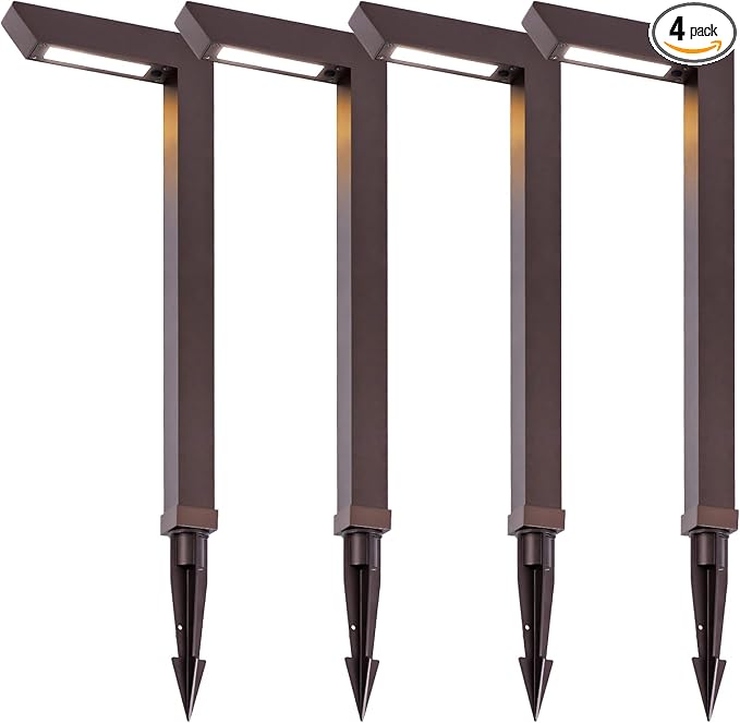 Energetic Low Voltage LED Landscape Light, Brown Aluminum Pathway Lighting, 4pcs