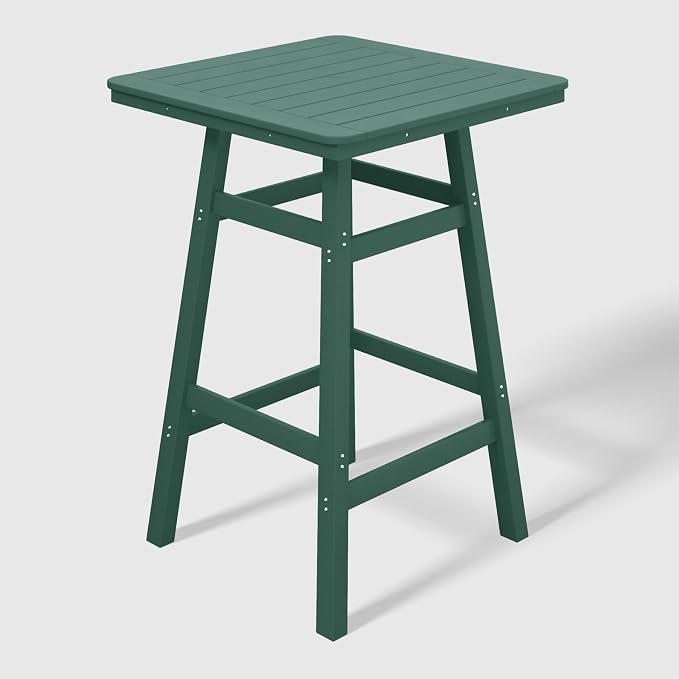 WestinTrends Malibu Square Outdoor Patio Bistro Bar Table with Umbrella Hole 42" Tall, Dark Green